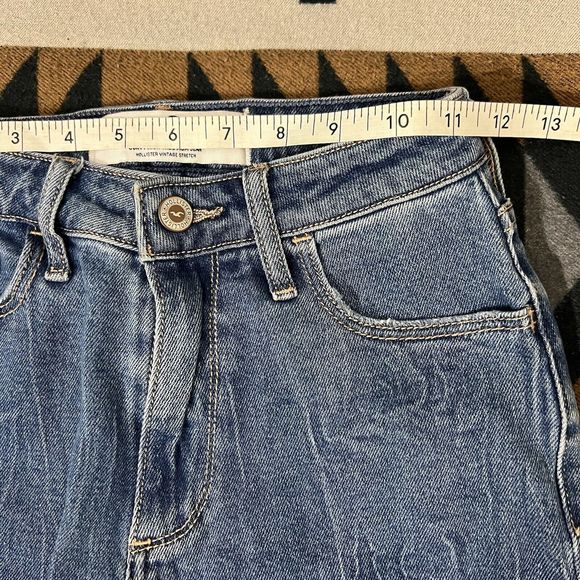 Hollister Jeans Size 23 Curvy High Rise Mom Denim Stretch Colorblock Patchwork - Picture 8 of 14